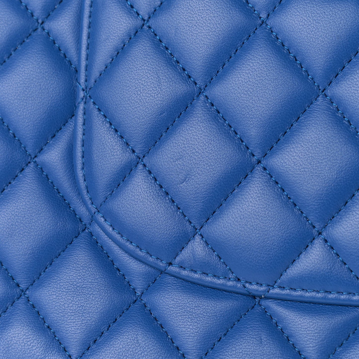 Lambskin Quilted Medium Double Flap Blue