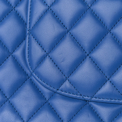 Chanel Lambskin Quilted Medium Double Flap Blue 10 of 14