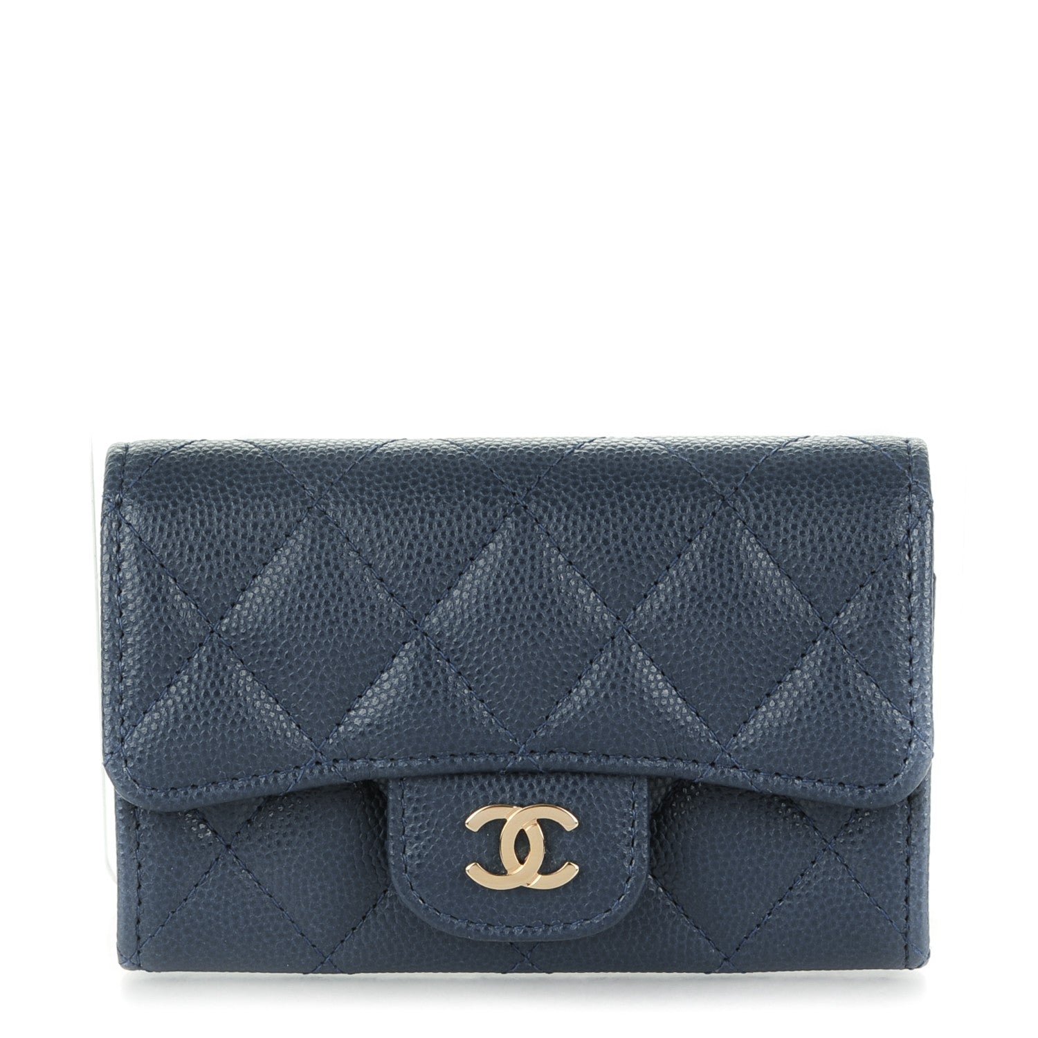 Chanel Caviar Quilted Card Holder Dark Blue 1 of 8