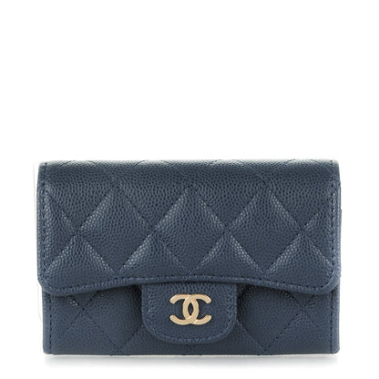 Chanel Caviar Quilted Card Holder Dark Blue 1 of 8