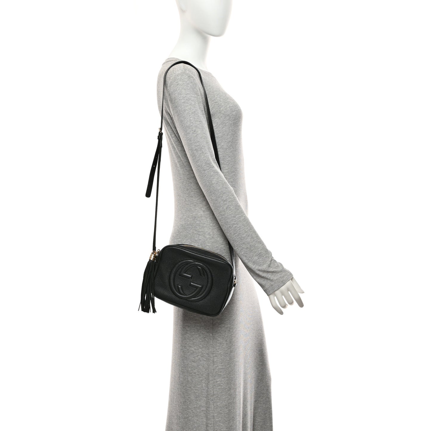 Pebbled Calfskin Small Soho Disco Bag Black