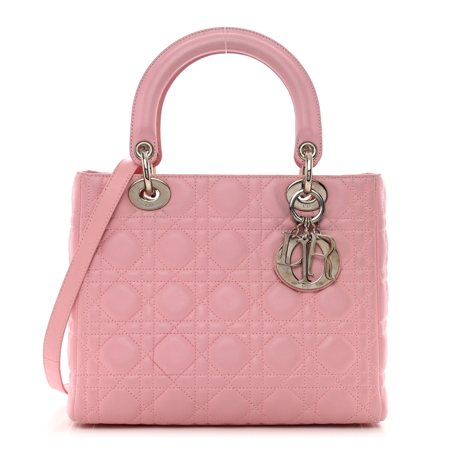 Lambskin Cannage Medium Lady Dior Rose Clair