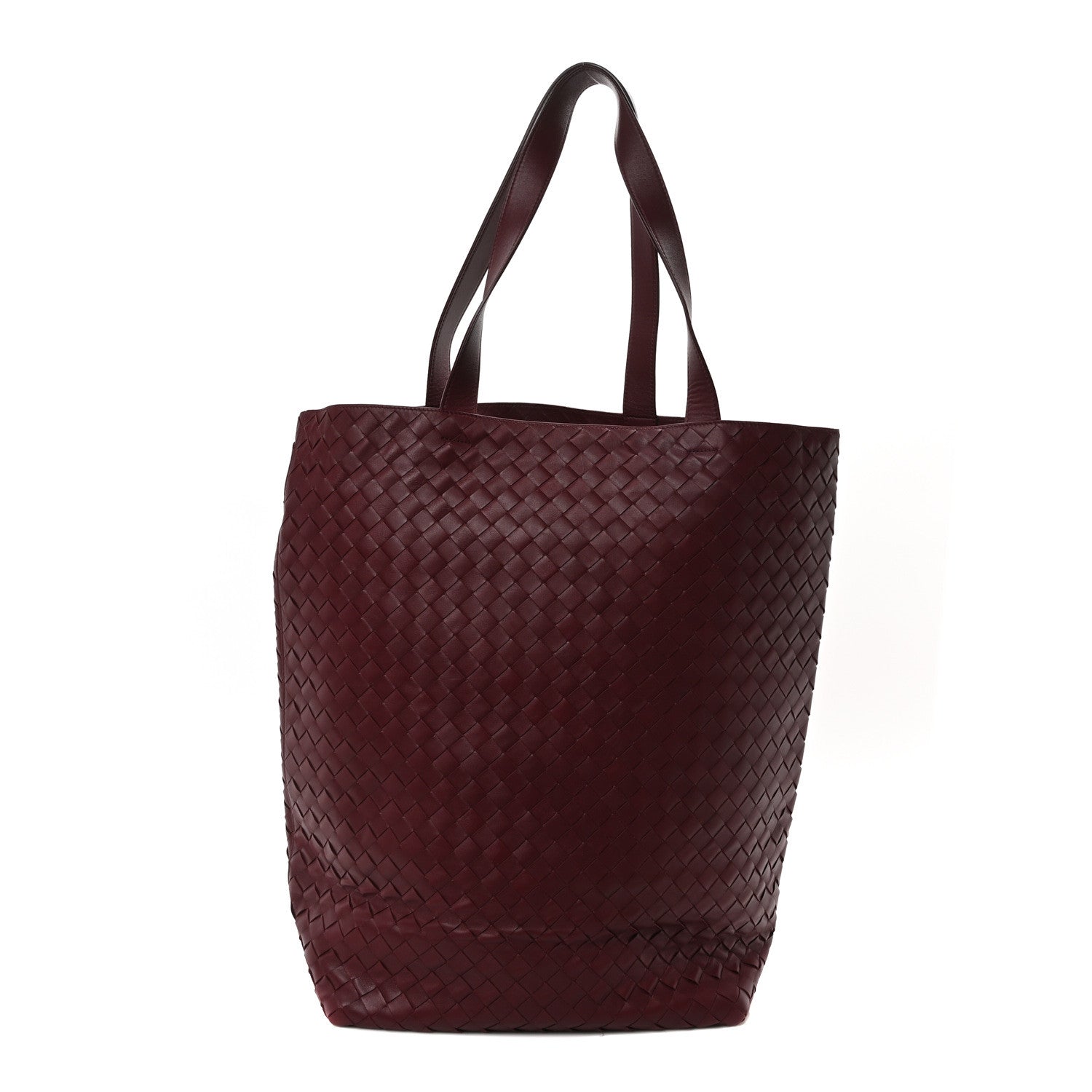 Bottega Veneta Calfskin Intrecciato Large North South Tote Bag Burgundy 1 of 9
