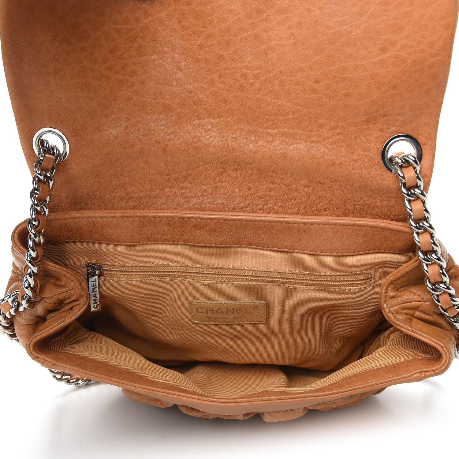 Chanel Washed Lambskin Quilted Medium Chain Around Messenger Dark Beige 7 of 9