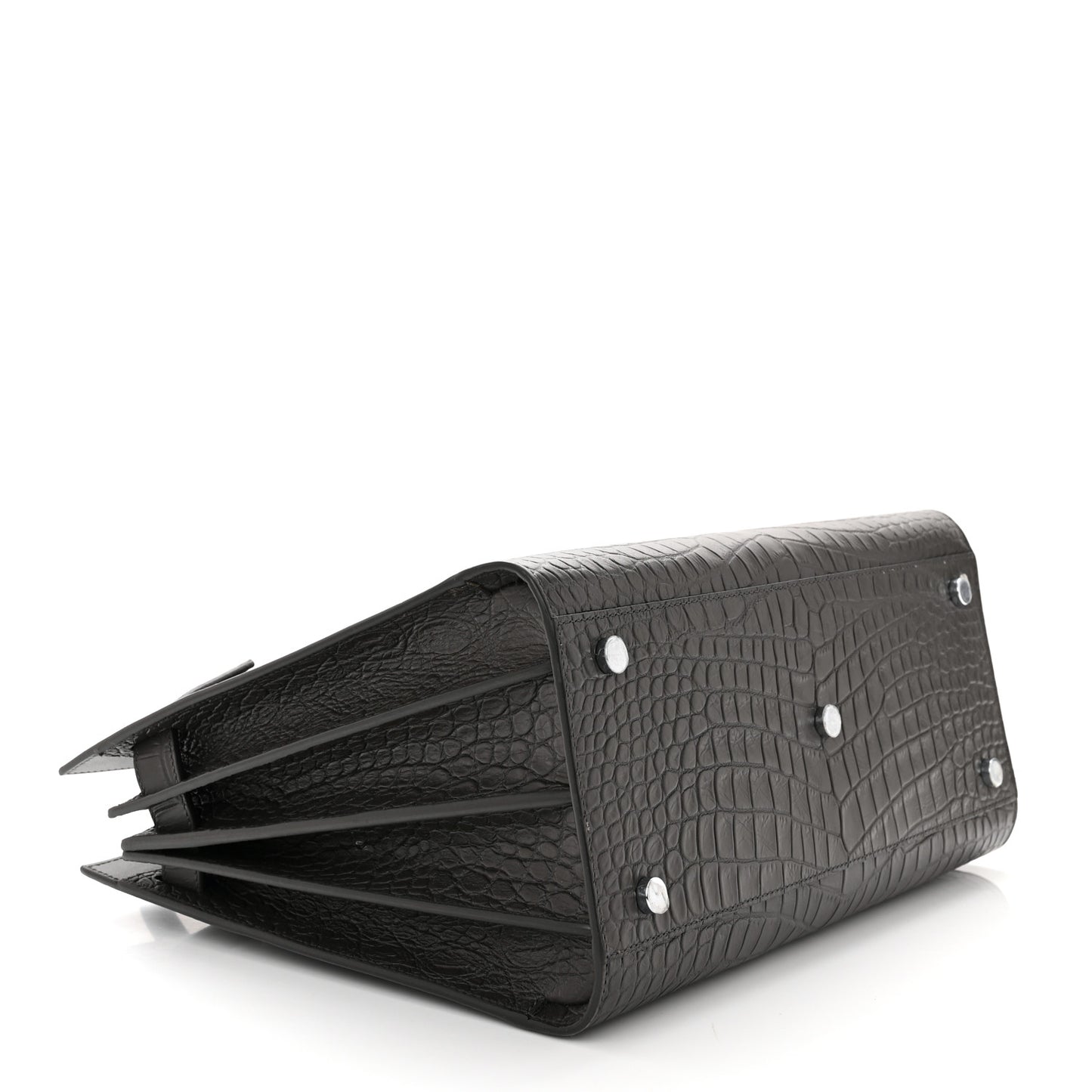 Calfskin Crocodile Embossed Small Sac De Jour Coal