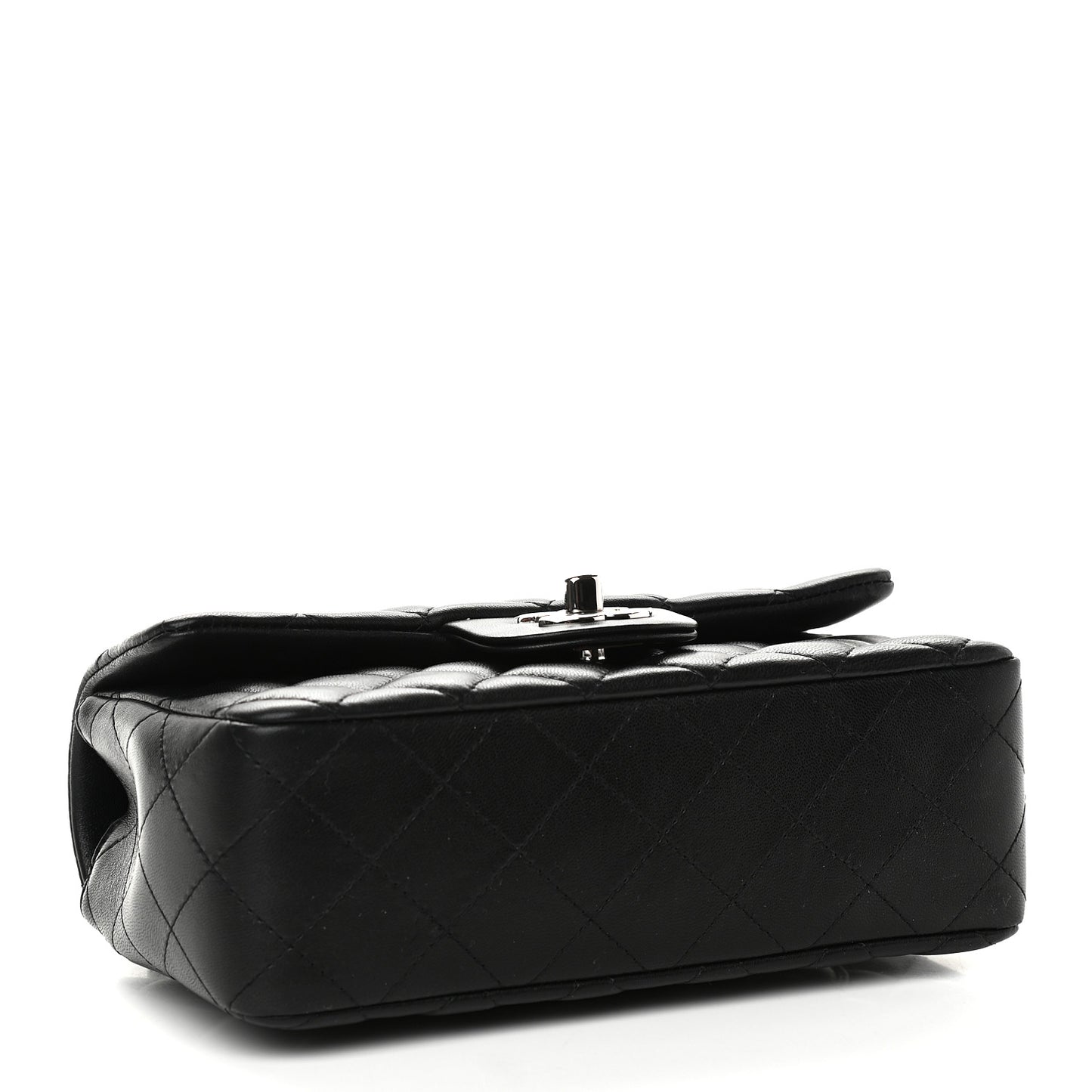 Lambskin Quilted Mini Rectangular Flap Black