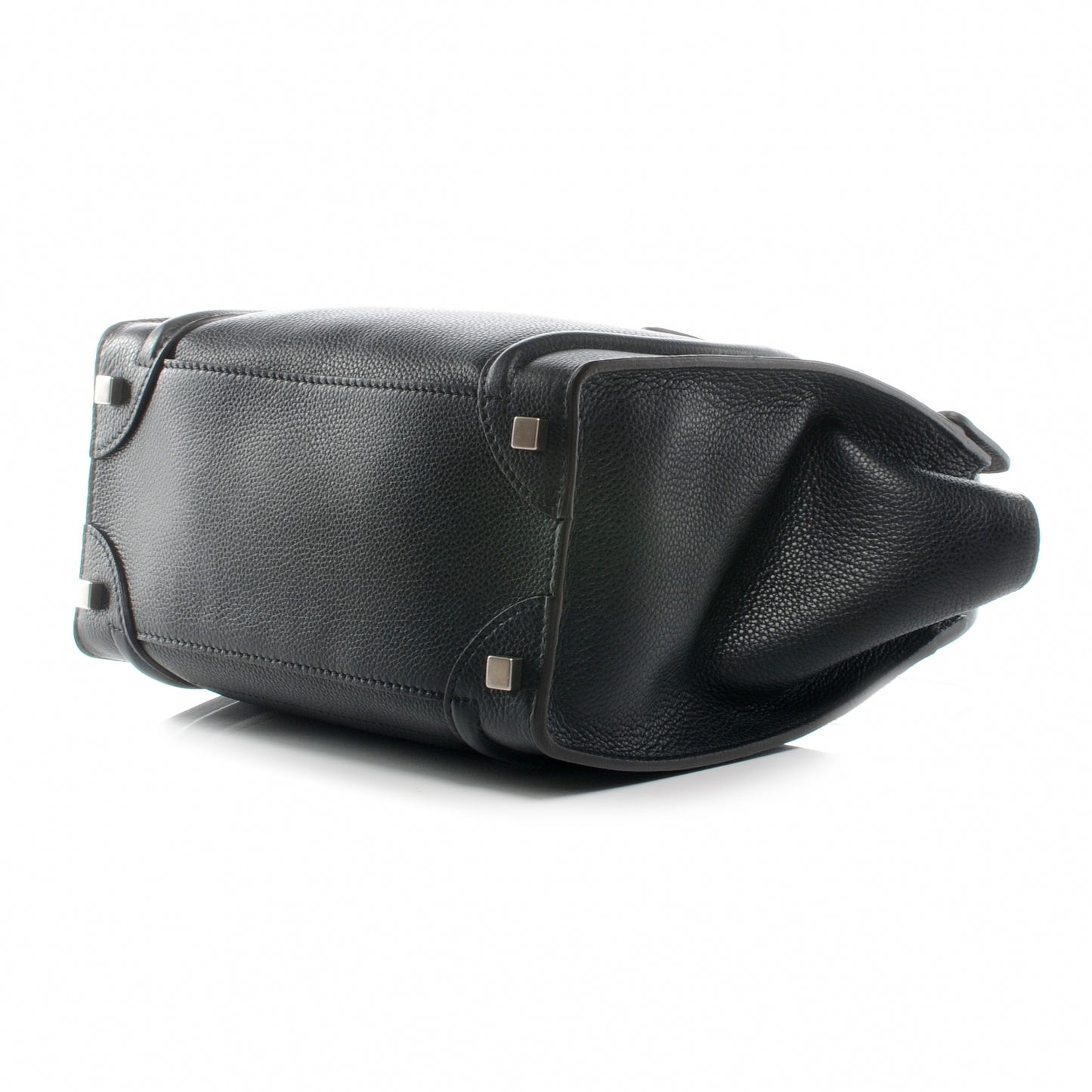 Drummed Leather Micro Luggage Bag Black