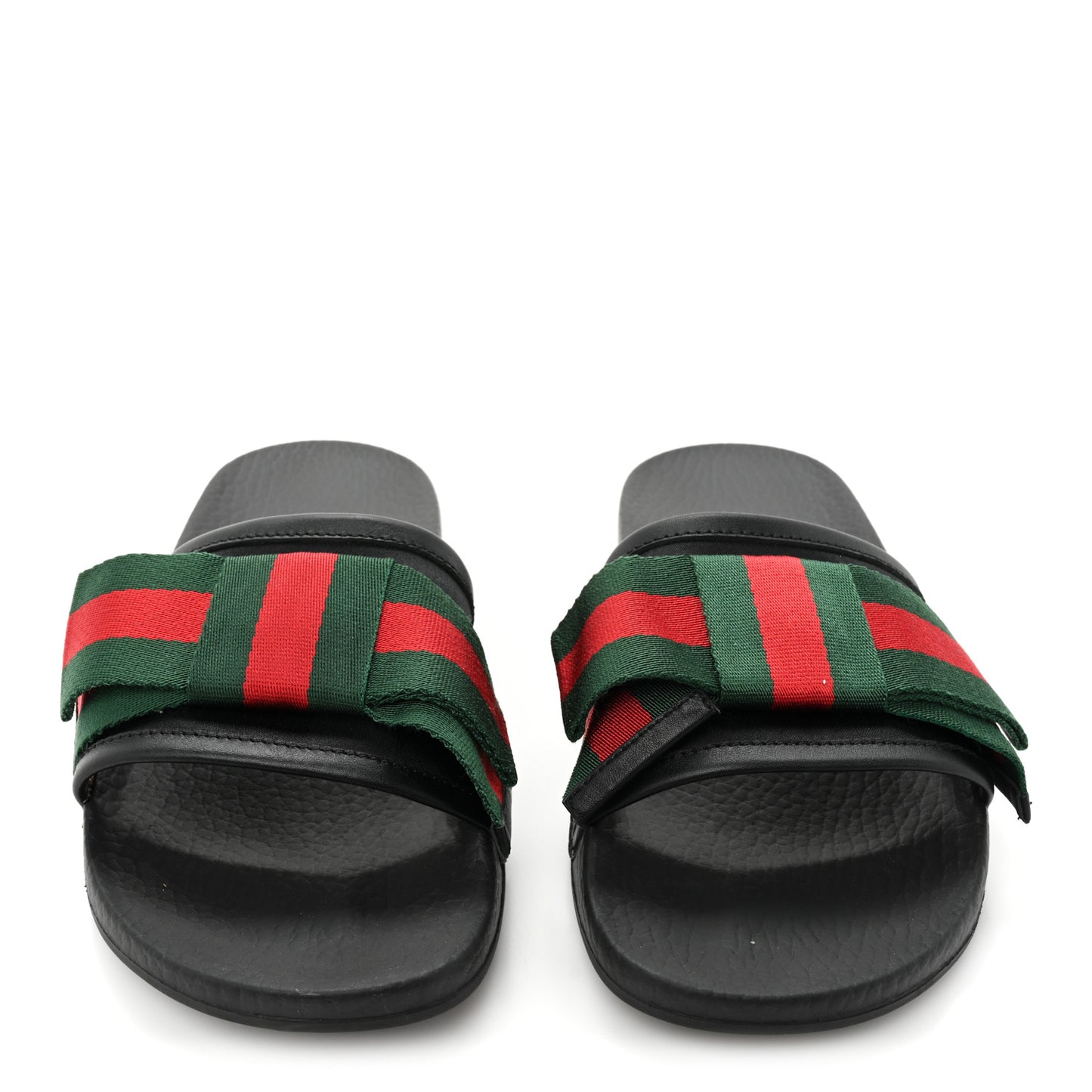 Satin Web Bow Slide Sandals 36 Black