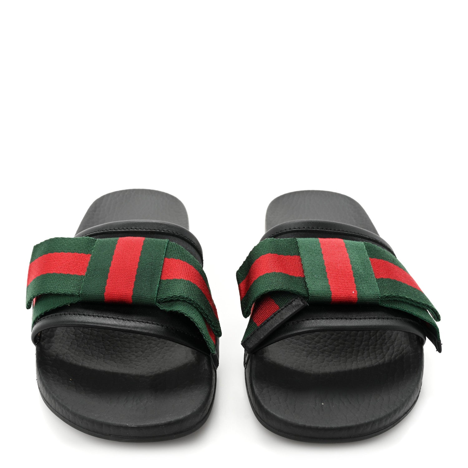 Gucci Satin Web Bow Slide Sandals 36 Black 2 of 10
