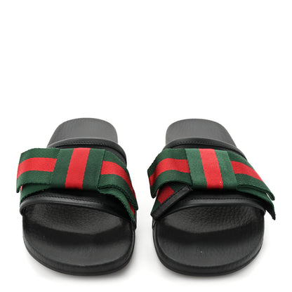 Gucci Satin Web Bow Slide Sandals 36 Black 2 of 10