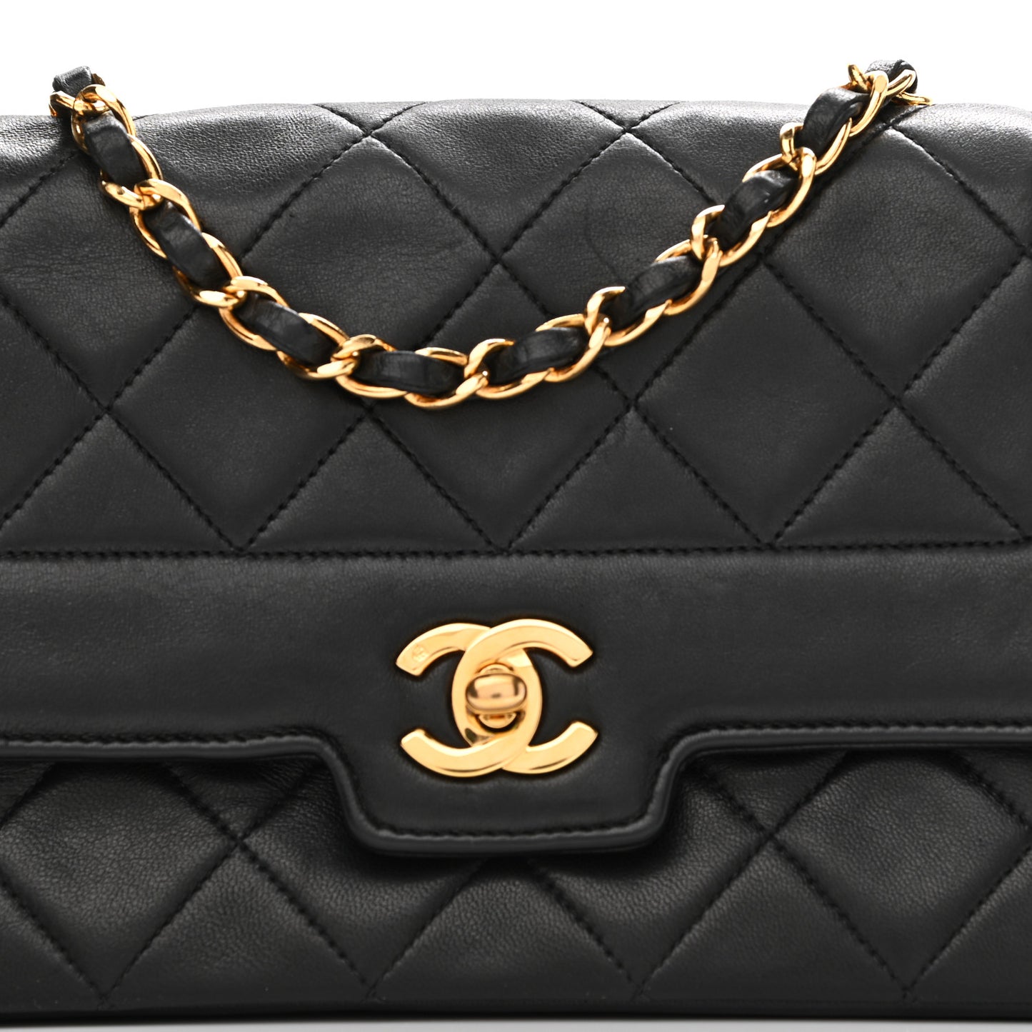 Lambskin Quilted Small Single Flap Black