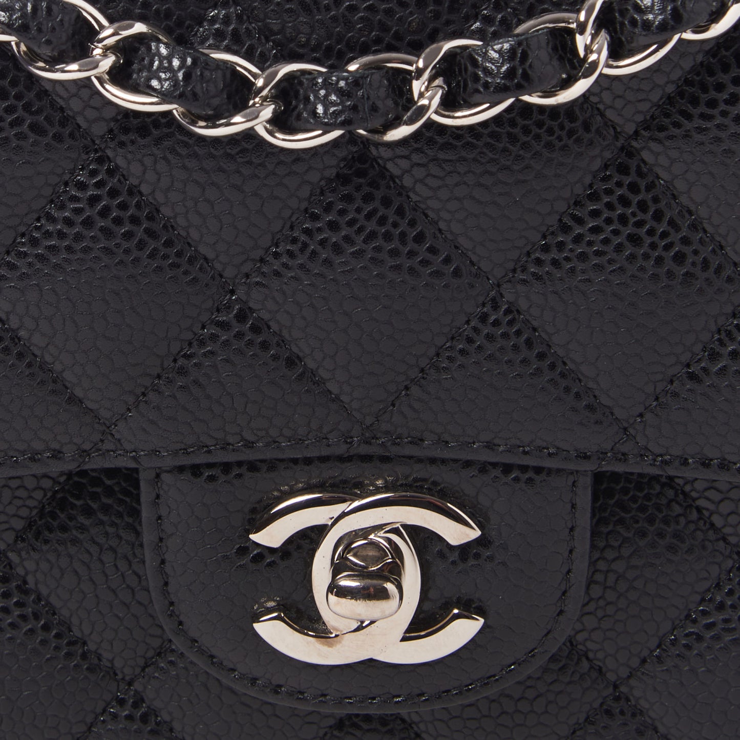 Caviar Quilted Medium Double Flap Black