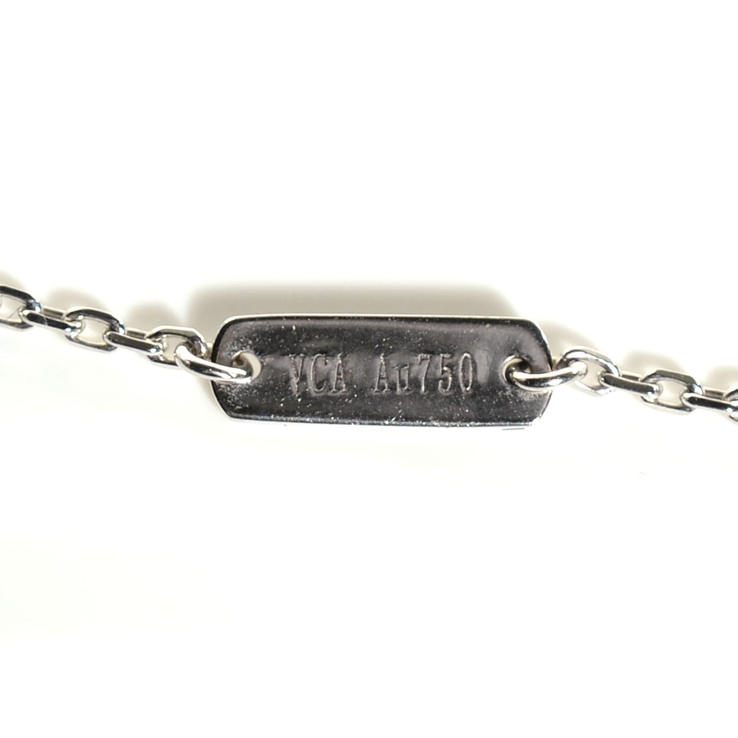 18K White Gold Mother of Pearl Vintage Alhambra Pendant Necklace