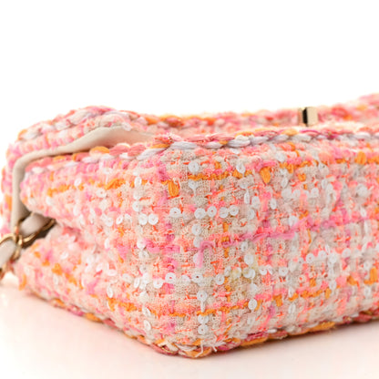 Chanel Tweed Braid Sequin Mini Flap White Pink Orange 9 of 11