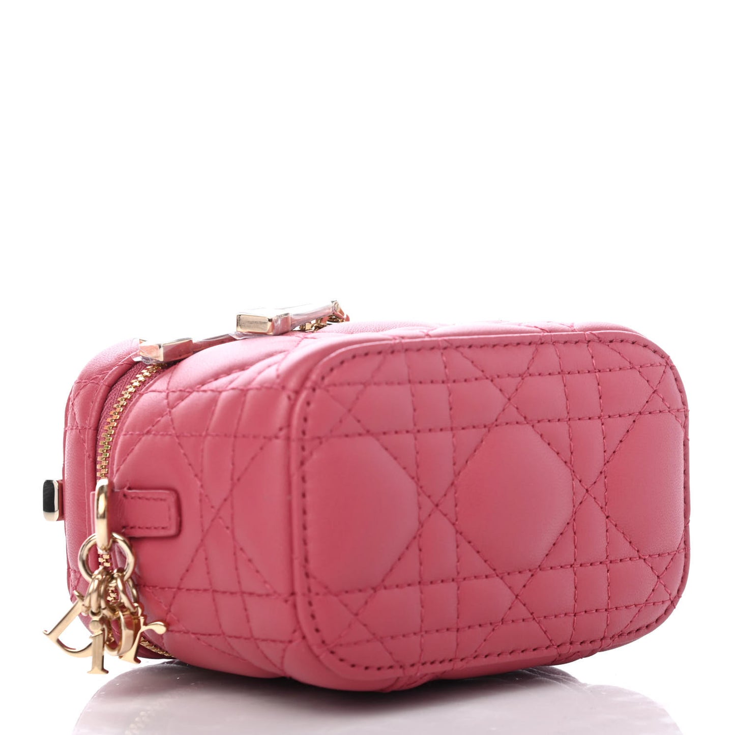 Lambskin Cannage Micro Vanity Case Strawberry Pink