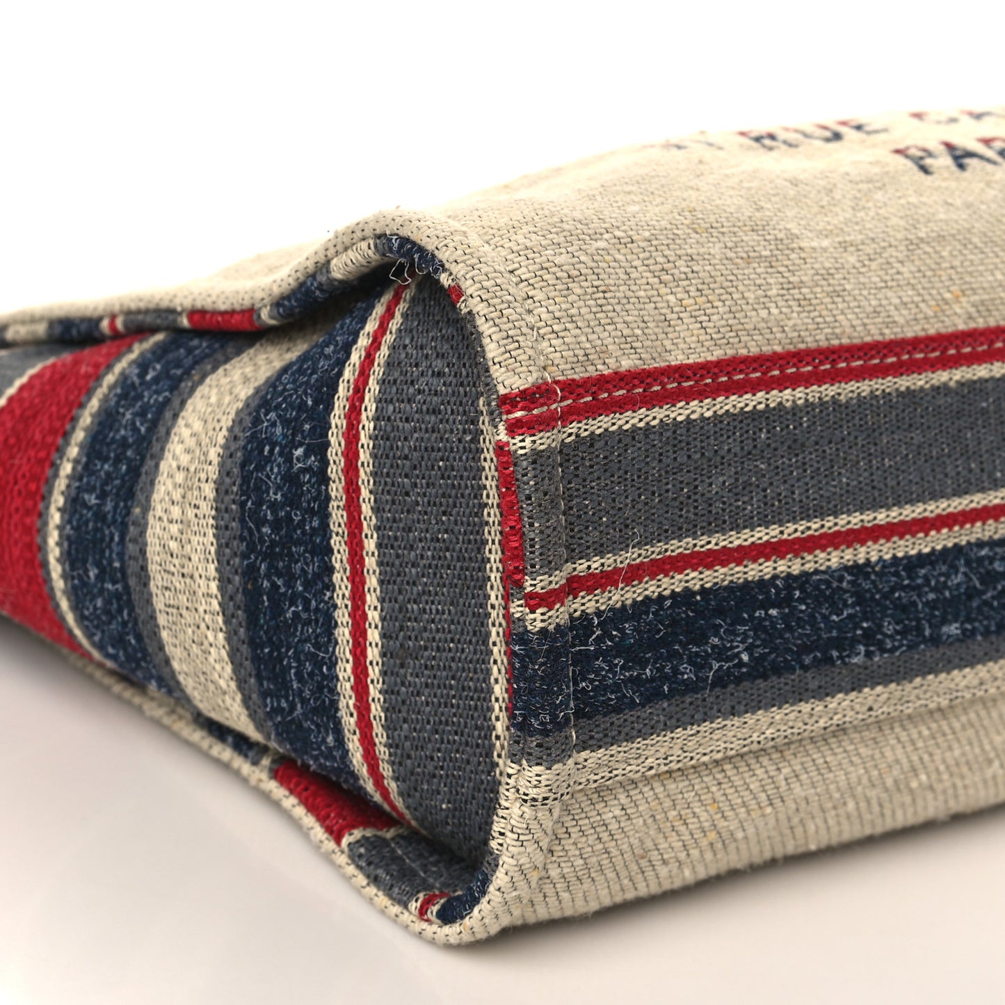 Striped Canvas Small Deauville Tote Beige