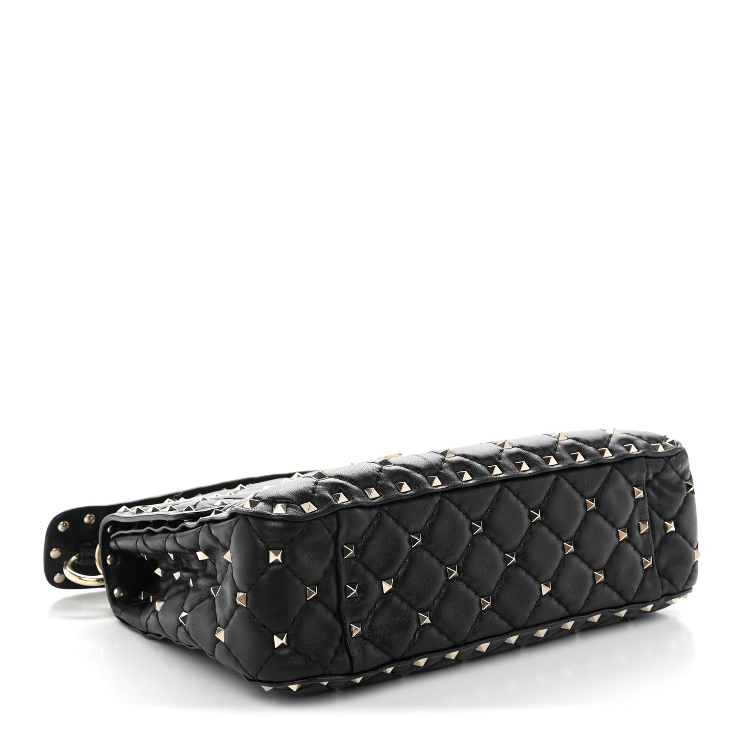 Nappa Medium Rockstud Spike Shoulder Bag Black
