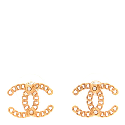 Chanel Chain Pearl CC Earrings Gold 1 of 5