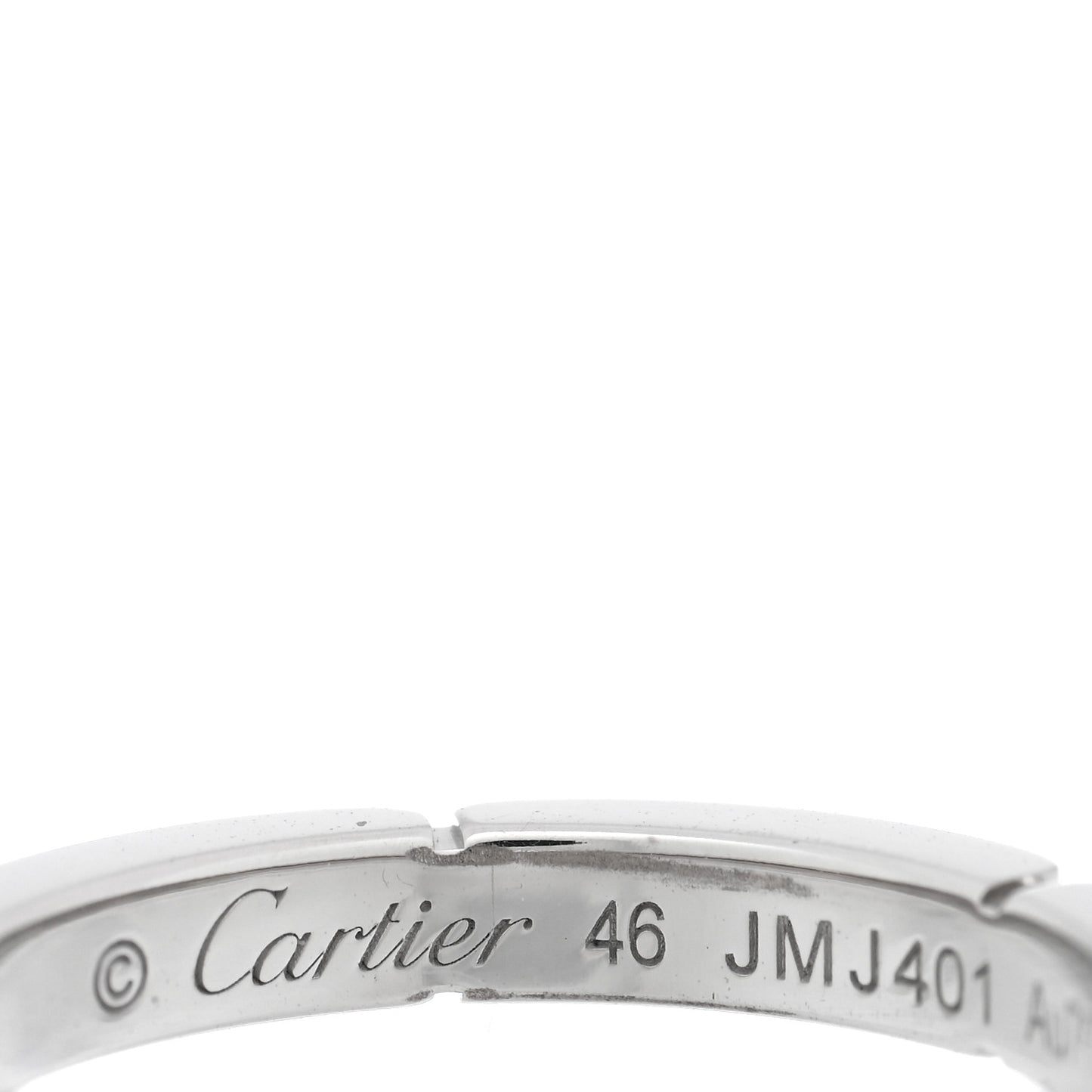 18K White Gold Diamond Maillon Panthere Half Diamond Wedding Band Ring 46 3.75