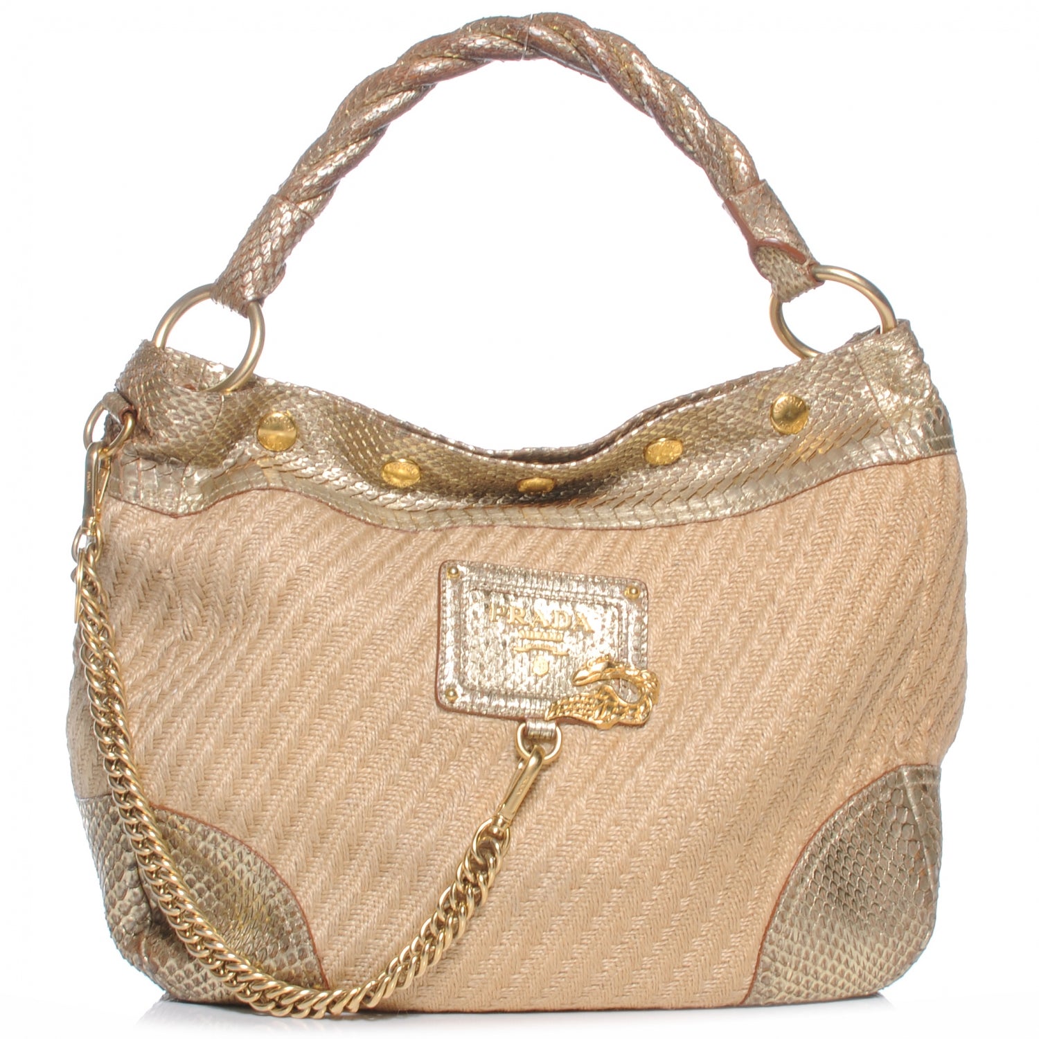Prada Jute Python Hobo Oro 1 of 9