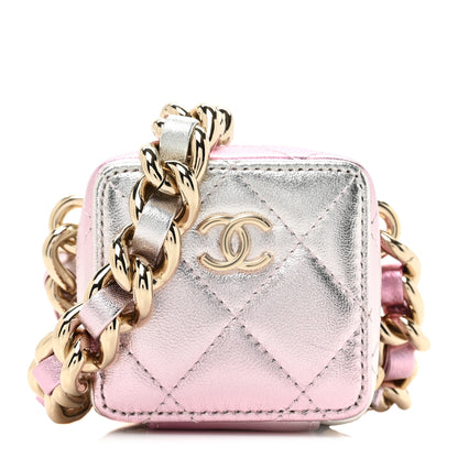 Chanel Gradient Metallic Lambskin Quilted Like A Wallet Clutch With Chain Gold Pink 1 of 9