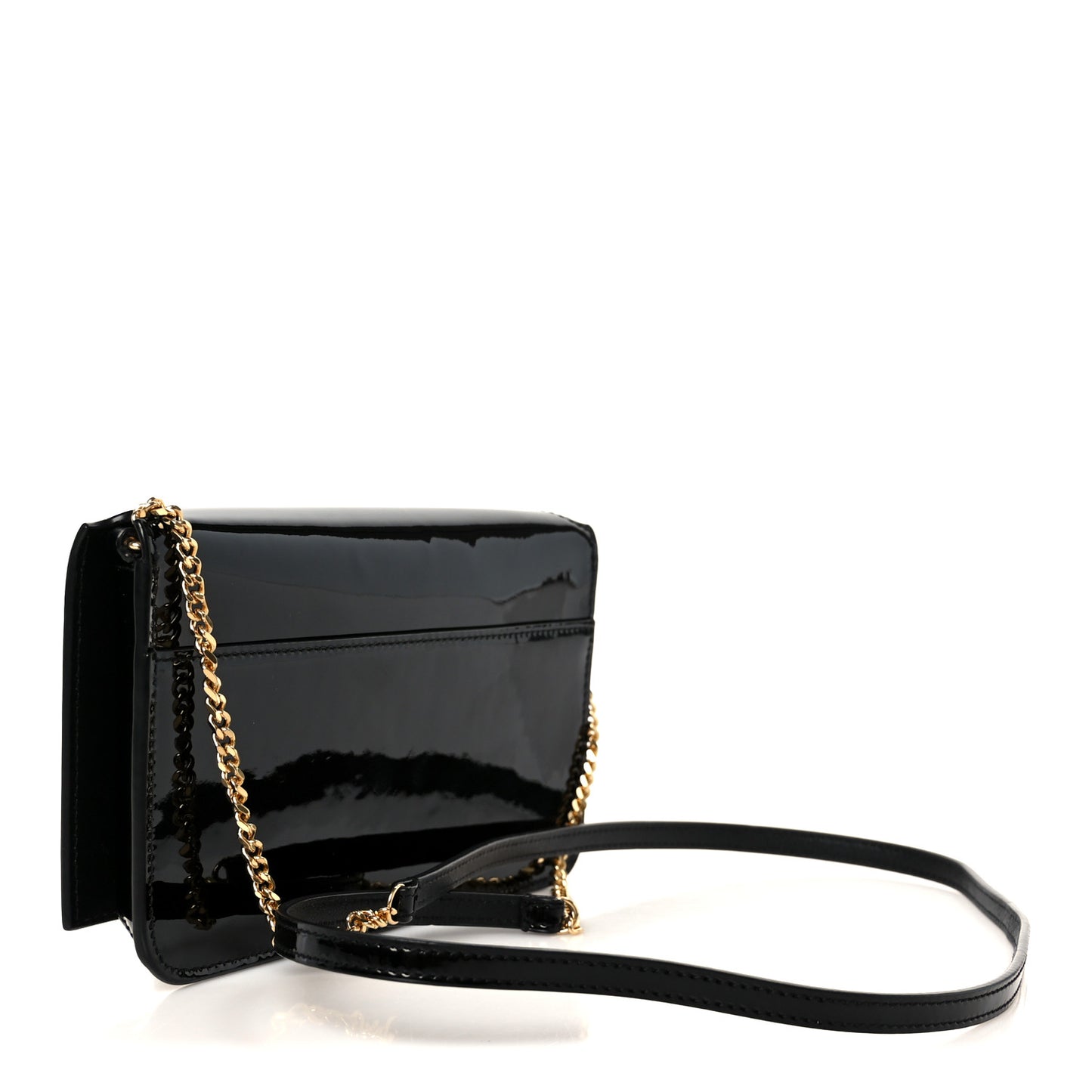 Vernice Diamond Calfskin Monogram Phone Holder Crossbody Black