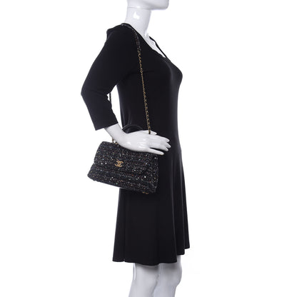 Chanel Tweed Sequin Mini Coco Handle Flap Black 2 of 10