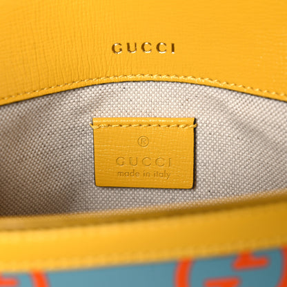 Gucci Azalea Calfskin GG Monogram Bi-Color Debossed Mini Horsebit 1955 Shoulder Bag Dusty Azure Stone Topaz Deep Orange 6 of 10