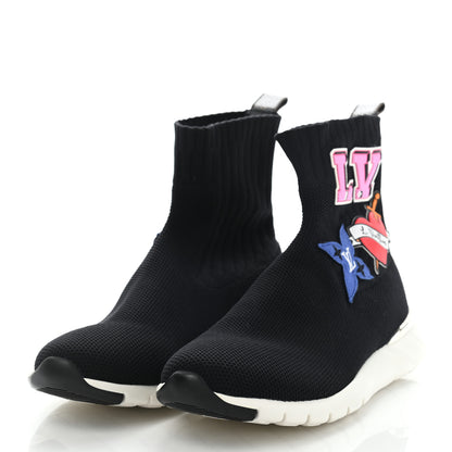 Louis Vuitton Stretch Fabric LV Black Heart Sock Sneaker 37.5 Black 3 of 10