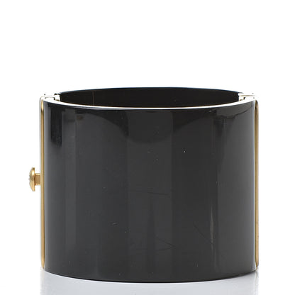 Chanel Resin CC Cuff Bracelet Black Gold 3 of 6