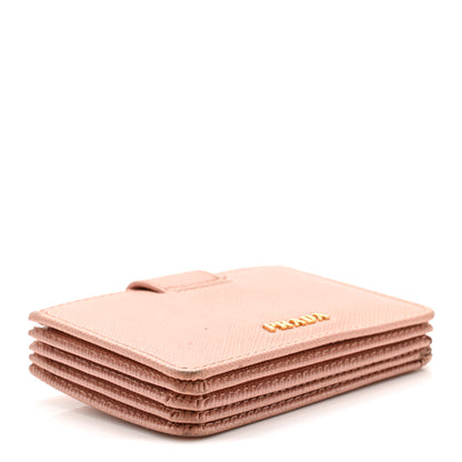 Prada Saffiano Metal Gusseted Card Holder Orchidea 3 of 11