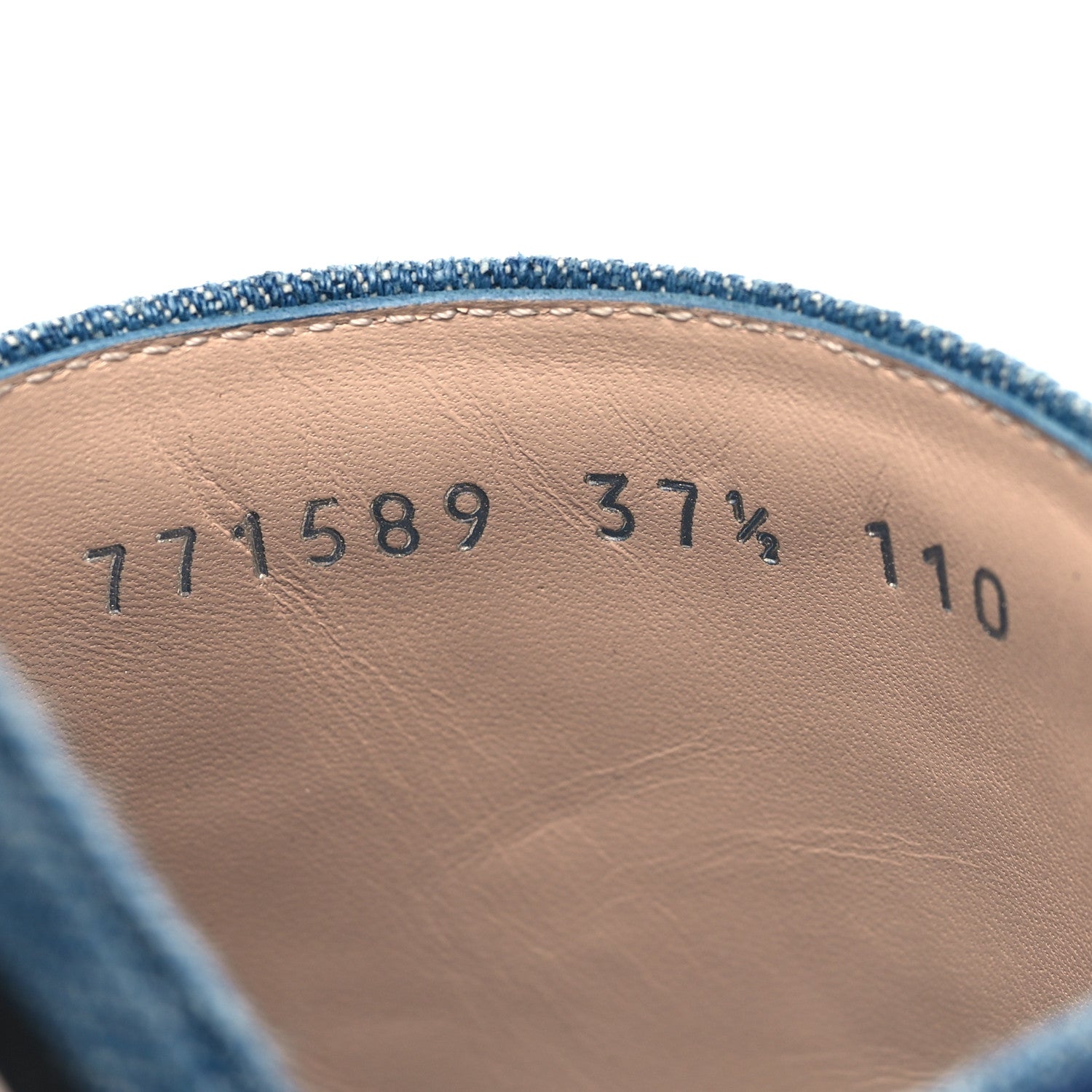 Gucci New Denim Logo Embroidered Slide Sandal 37.5 Light Blue 7 of 10