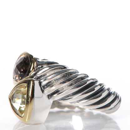 David Yurman Sterling Silver 18K Gold Smoky Quartz Prasiolite Bypass Renaissance Ring 6.25 4 of 5