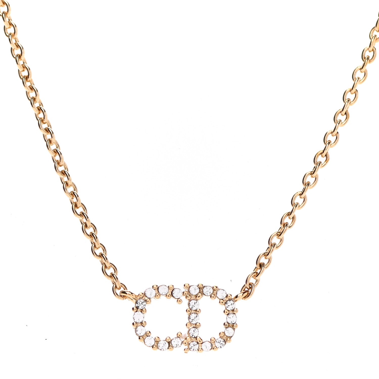 Christian Dior Metal Crystal Clair D Lune Necklace Gold 4 of 7
