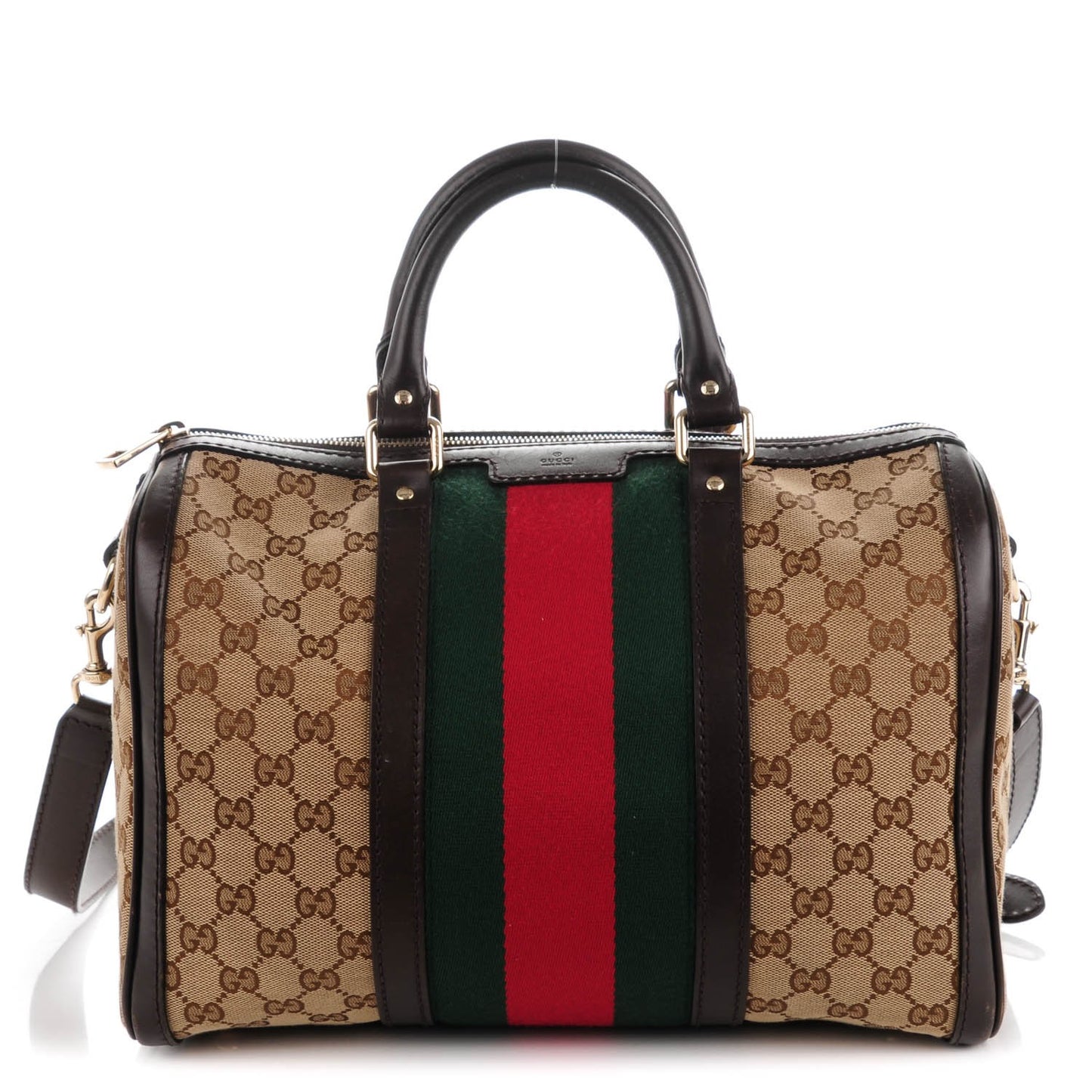 Monogram Vintage Web Medium Boston Dark Brown