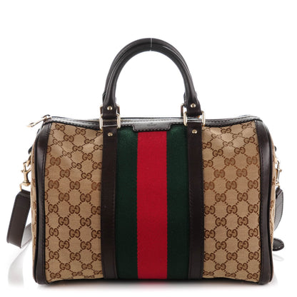 Gucci Monogram Vintage Web Medium Boston Dark Brown 1 of 18