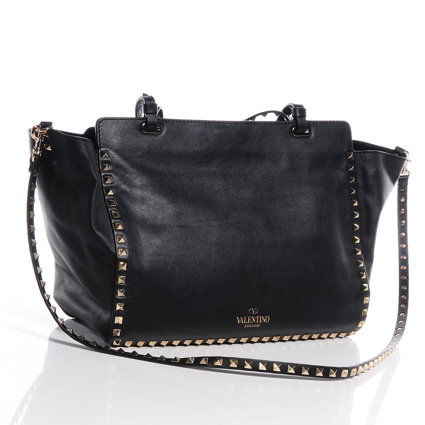 Vitello Medium Rockstud Tote Black