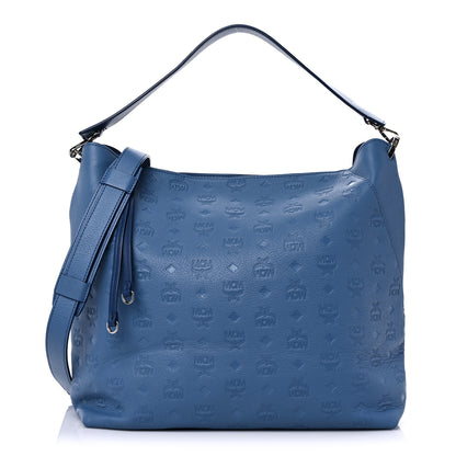 MCM Calfskin Ottomar Monogram Large Klara Hobo Luft Blue 1 of 14