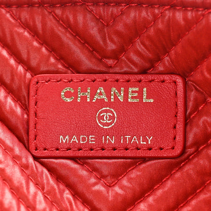 Chanel Caviar Chevron Quilted Medium Boy Cosmetic Case Red 6 of 8