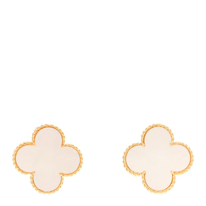 Van Cleef & Arpels 18K Yellow Gold Mother of Pearl Magic Alhambra Earrings 1 of 5