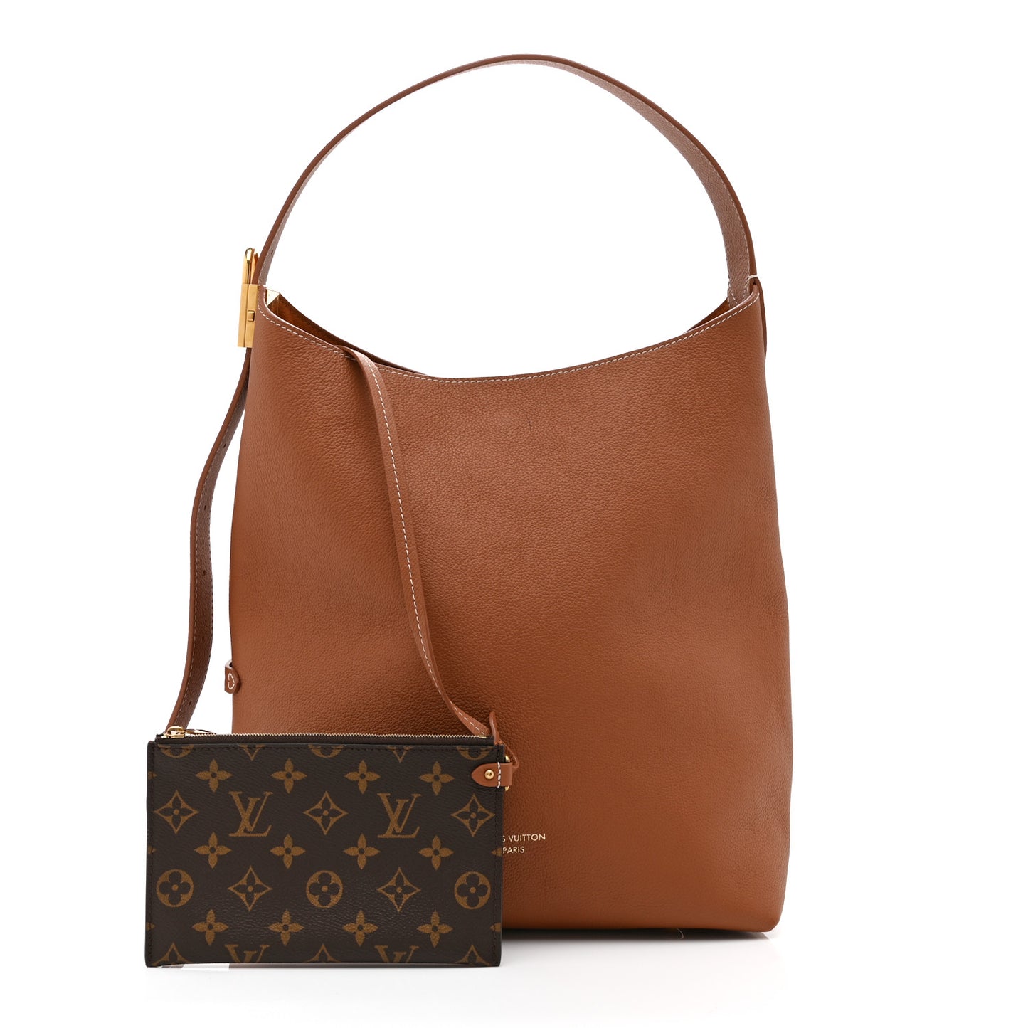 Grained Calfskin Low Key Hobo MM Cognac