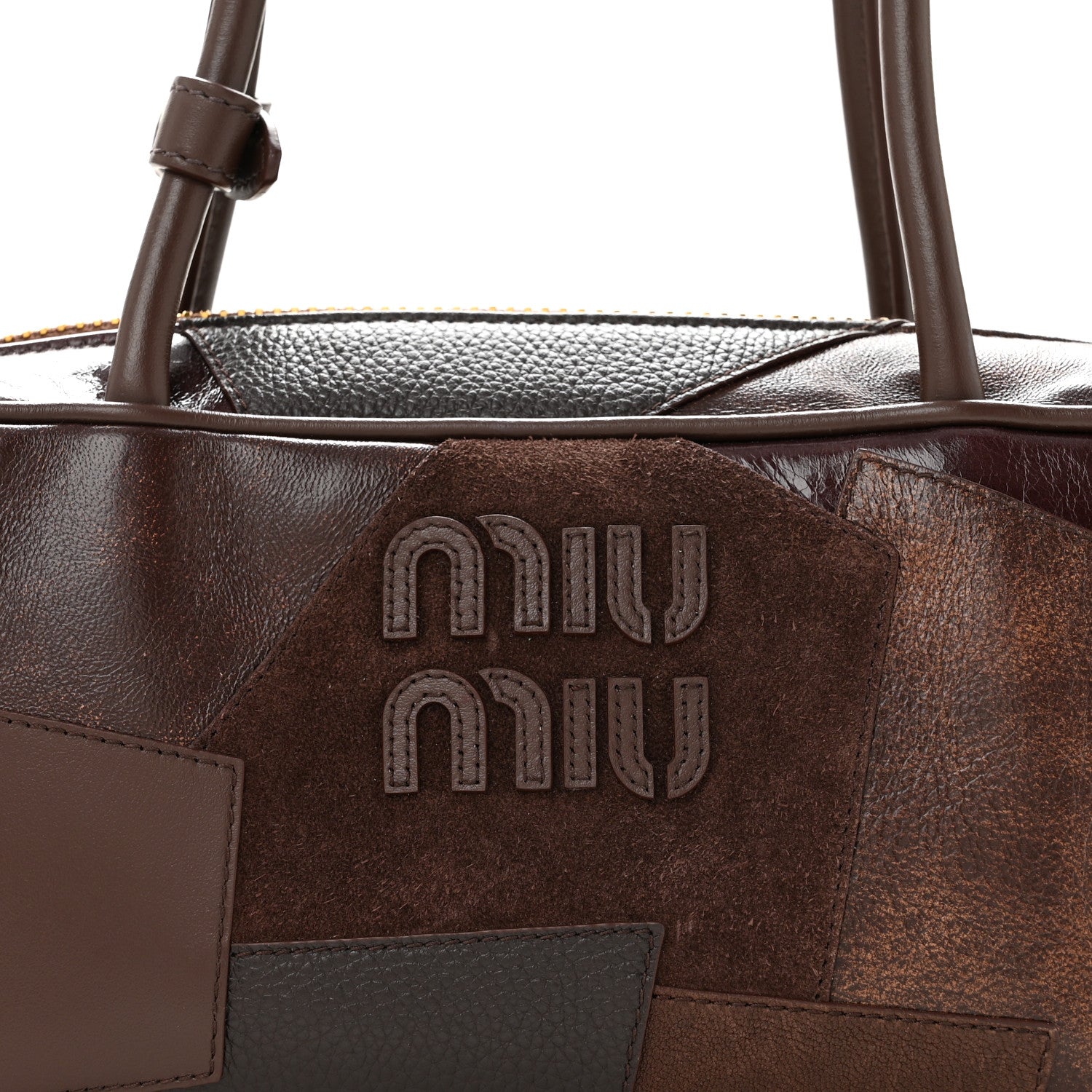 Miu Miu Nappa Patchwork Small Beau Top Handle Bag Briarwood 6 of 8