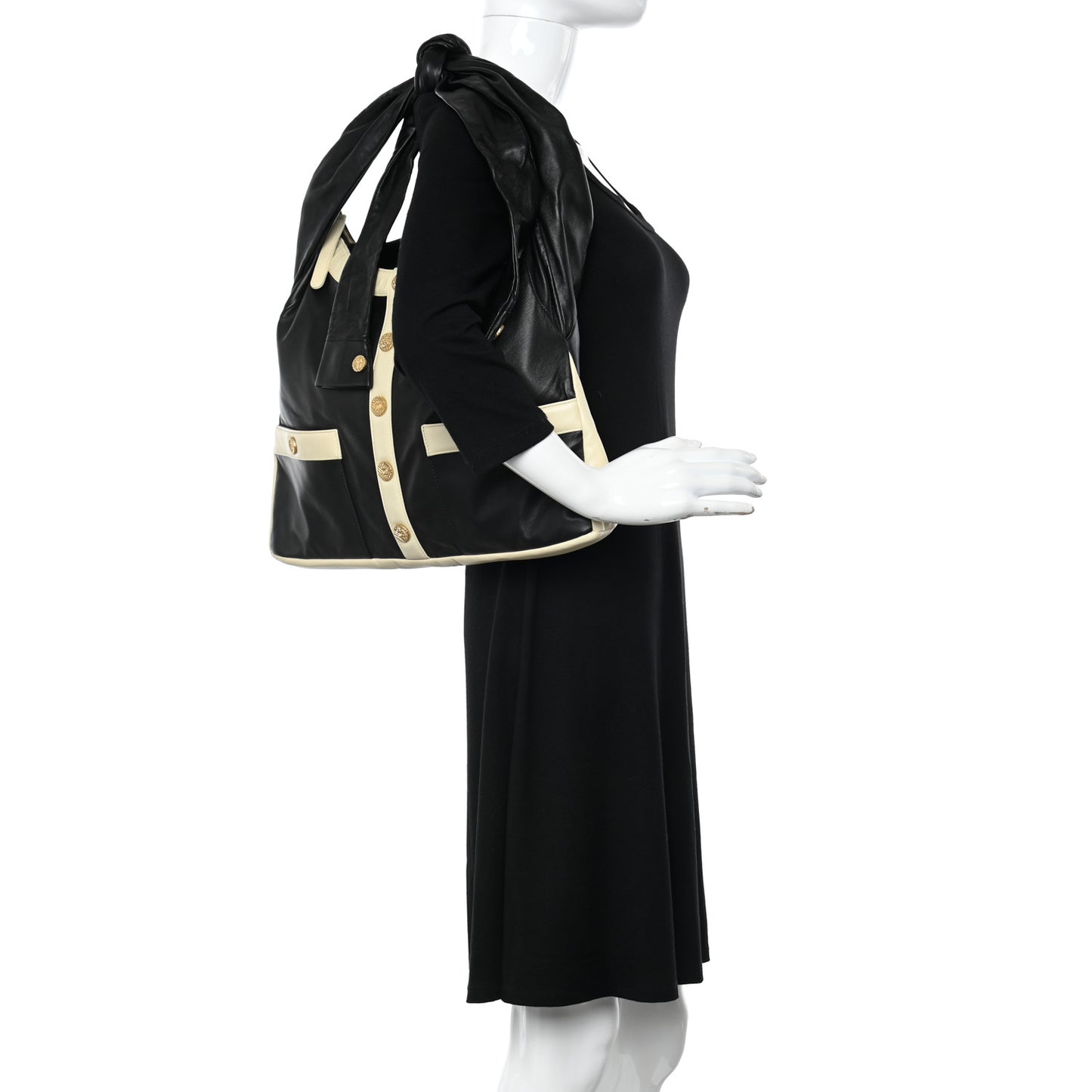 Lambskin Large Girl Bag Black Beige