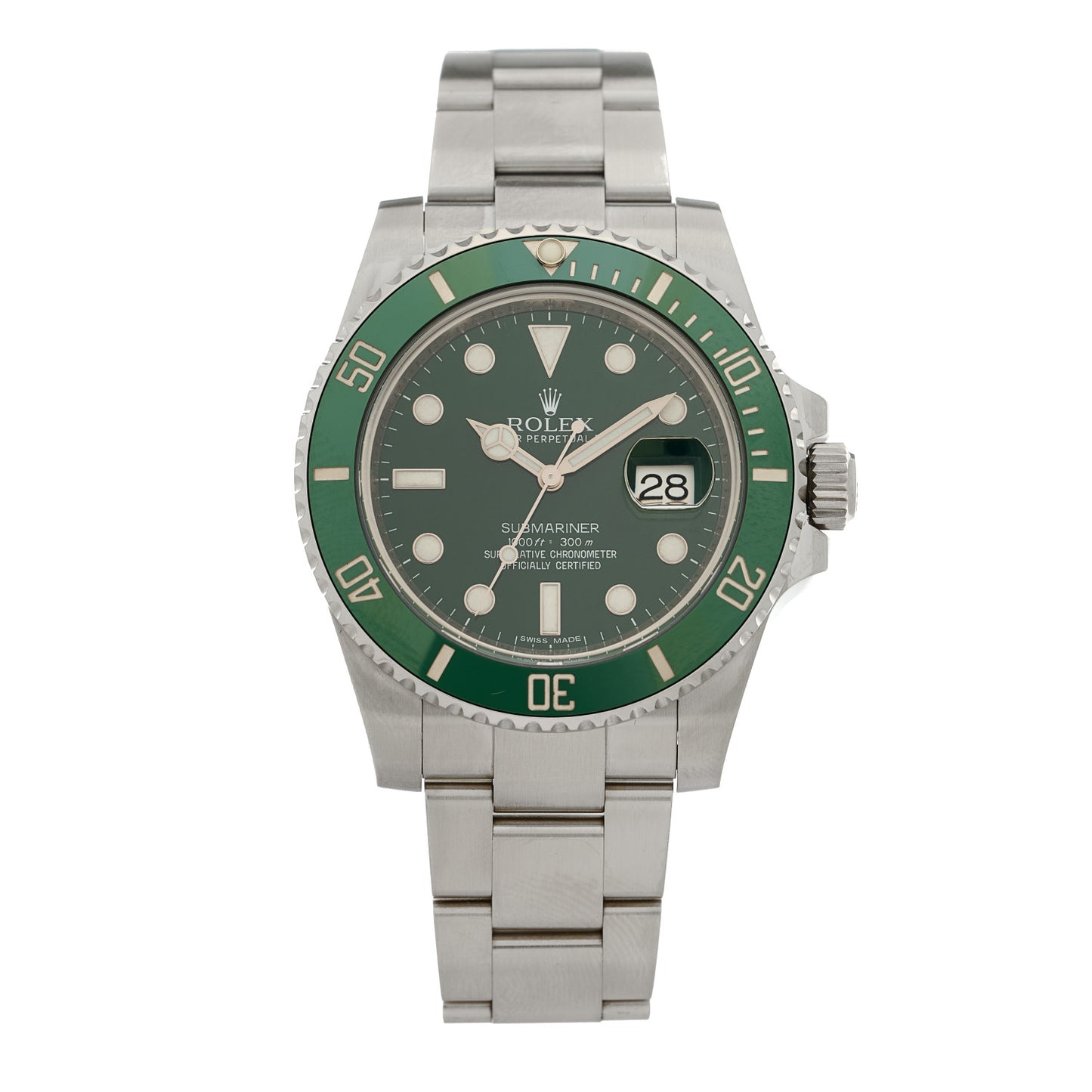 Stainless Steel 40mm Oyster Perpetual Submariner Date Hulk Watch Green 116610LV