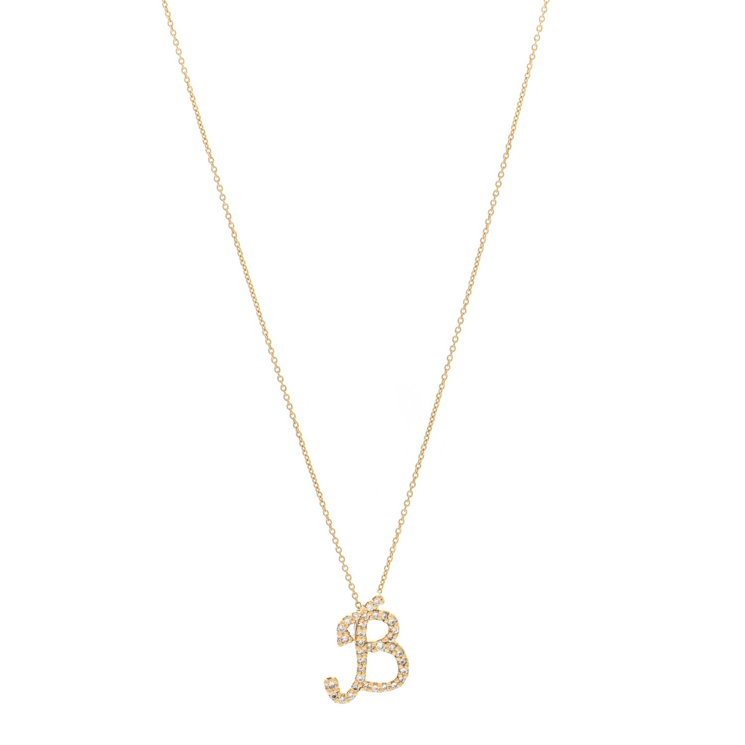 Roberto Coin 18K Yellow Gold Diamond Cursive Initial B Pendant Necklace 1 of 4