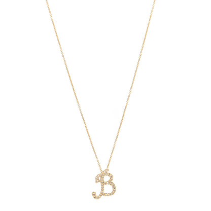 Roberto Coin 18K Yellow Gold Diamond Cursive Initial B Pendant Necklace 1 of 4
