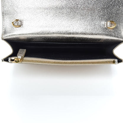 Saint Laurent Metallic Calfskin Classic Monogram Kate Tassel Chain Wallet Platine 5 of 11