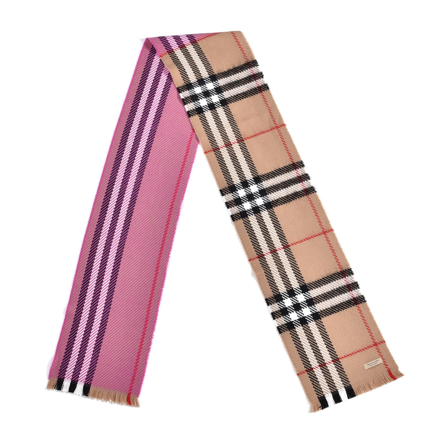 Burberry Wool Giant Check Scarf Camel Pink 3 of 5