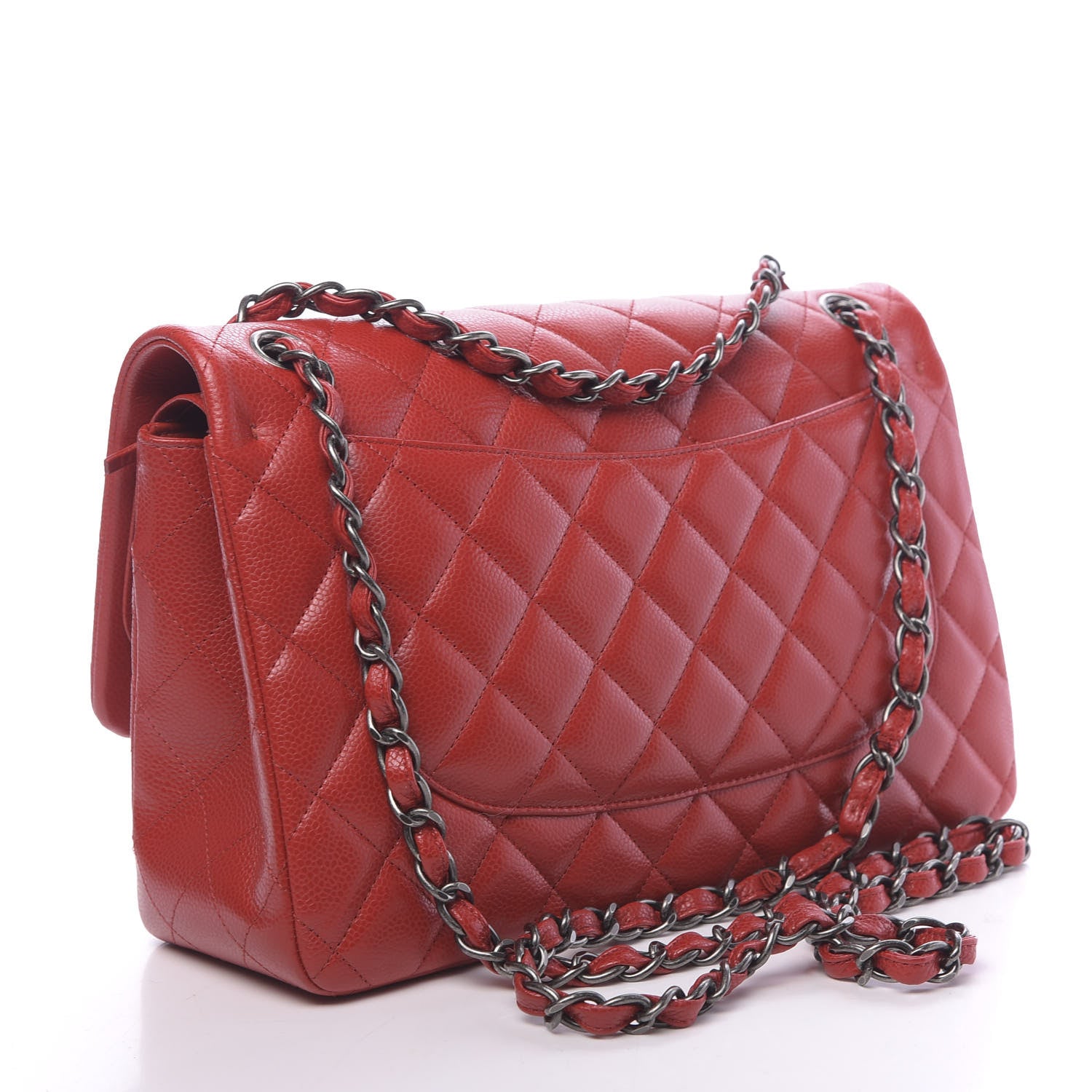 Chanel Caviar Quilted Jumbo Double Flap Red 3 of 11