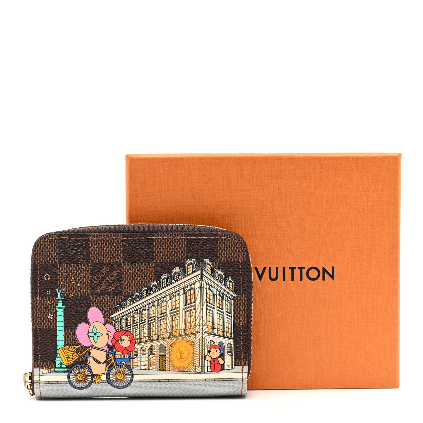 Damier Ebene 2022 Christmas Animation Paris Zippy Coin Purse Pink